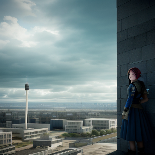 A desolate Capitol prison cell broken wide open, while in another part of the city, Lucy stands atop a building overlooking Panem, the wind unfurling her hair as she gazes at the land before her with an ominously triumphant smile.